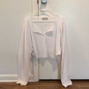 White oversized crop blouse